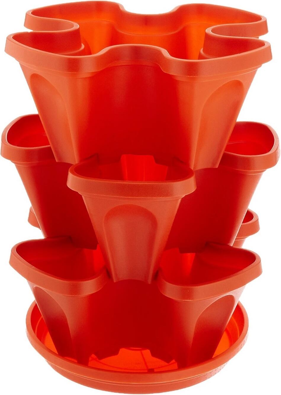 Mr. Stacky Self Watering 3 Tier Stackable Garden Vertical Planter Set Terracotta